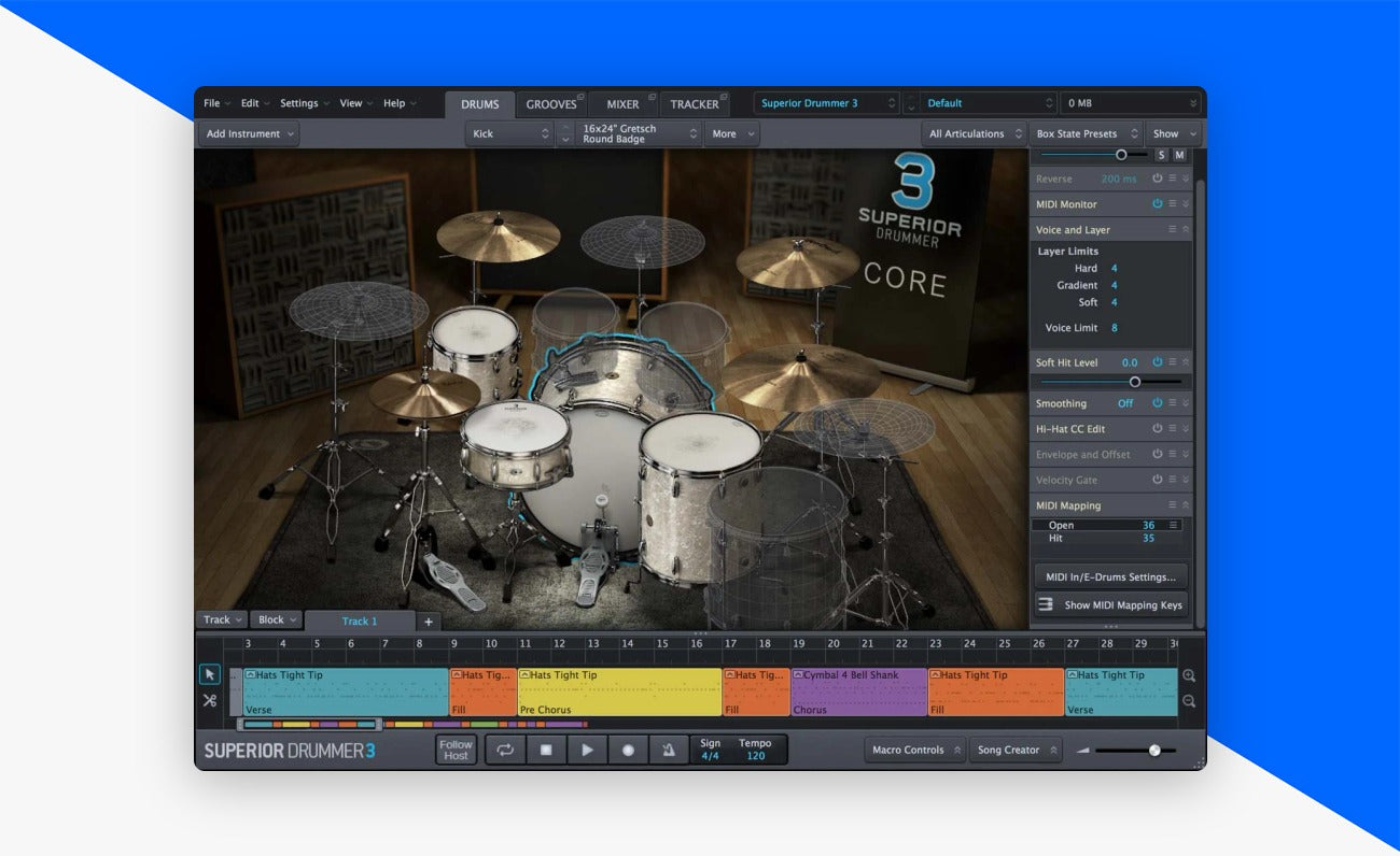 Toontrack Superior Drummer 3 plugin interface